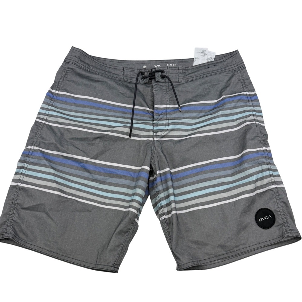 RVCA Nature Board Shorts Mens 33 Striped Surf Swim Trunks Beach Pool